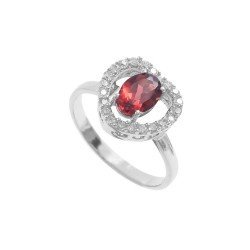 Redgem Sterling Silver Ring for Women Natural Garnet Red 5X7 MM Oval