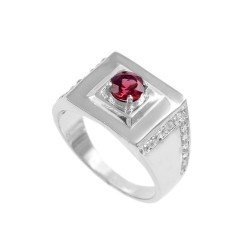 Redgem Sterling Silver Ring for Women Natural Garnet Red 5 MM Round