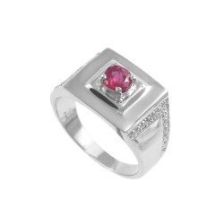 Redgem 925 Silver Ring for Women Natural Ruby Pink 5 MM Round