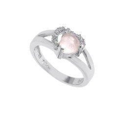 Redgem Sterling Silver Ring for Women Natural Rose Quartz Pink 6 MM Heart