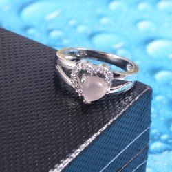 Redgem Sterling Silver Ring for Women Natural Rose Quartz Pink 6 MM Heart