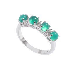 Redgem 925 Silver Ring for Women Natural Onyx Green 4 MM Round