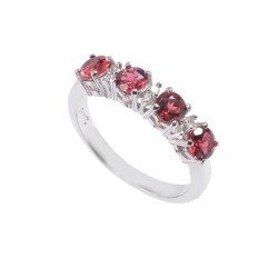 Redgem Sterling Silver Ring for Women Natural Garnet Red 4 MM Round