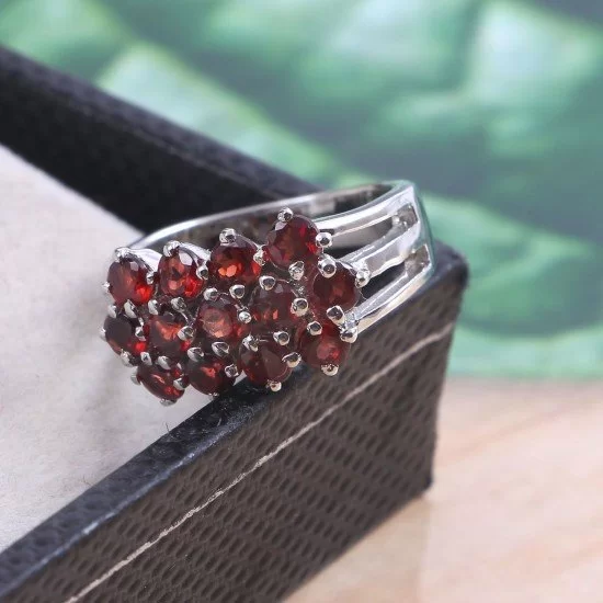 redgem 925 silver ring for women natural garnet red 3 mm round jarg301 women's fashion redgem 925 silver ring for women natural garnet red 3 mm round redgem 1487