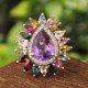 redgem sterling silver ring for women natural amethyst purple 10x14 mm pear jarg304 women's fashion redgem sterling silver ring for women natural amethyst purple 10x14 mm pear redgem 1490