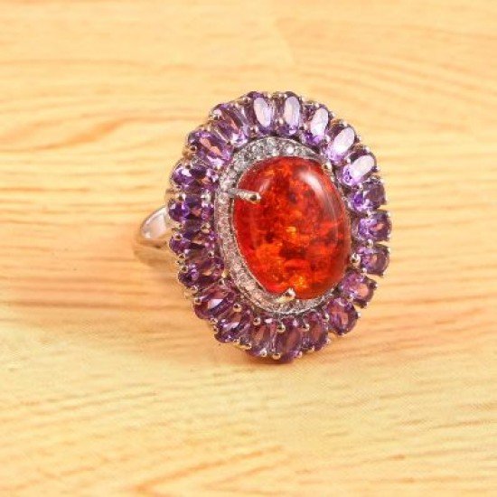 redgem sterling silver ring for women natural amber orange 12x16 mm oval jarg306 women's fashion redgem sterling silver ring for women natural amber orange 12x16 mm oval redgem 1492