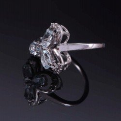 Redgem 925 Silver Ring for Women Natural Aquamarine Blue 4X6 MM Oval