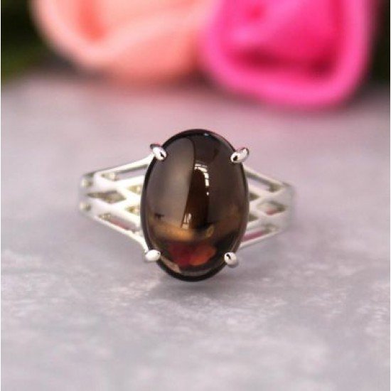 redgem 925 silver ring for women natural smoky quartz brown 10x14 mm oval jarg313 women's fashion redgem 925 silver ring for women natural smoky quartz brown 10x14 mm oval redgem 1499