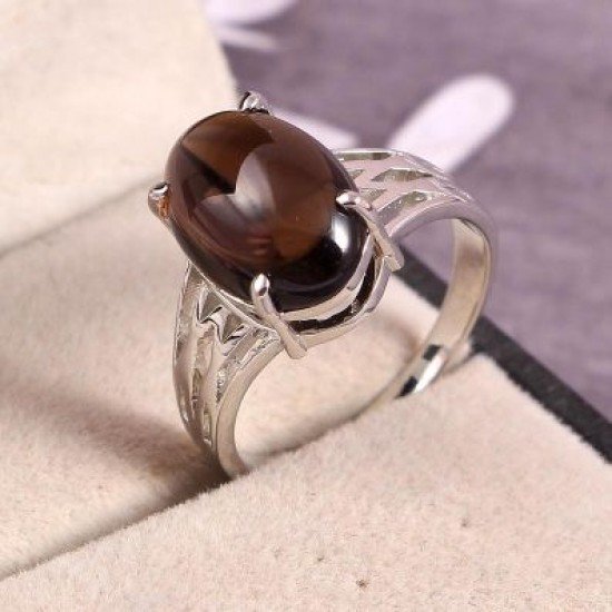 redgem 925 silver ring for women natural smoky quartz brown 10x14 mm oval jarg313 women's fashion redgem 925 silver ring for women natural smoky quartz brown 10x14 mm oval redgem 1499