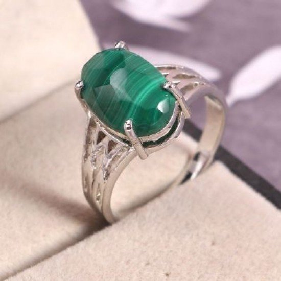 redgem 925 silver ring for women natural malachite green 10x14 mm oval jarg315 women's fashion redgem 925 silver ring for women natural malachite green 10x14 mm oval redgem 1501