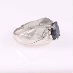 Redgem Sterling Silver Ring for Women Natural Blue Sapphire 8X10 MM Oval