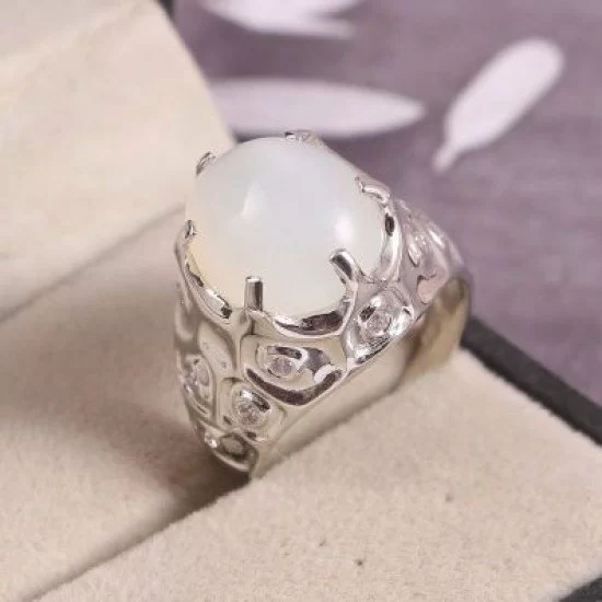 redgem sterling silver ring for women natural moonstone white 12x14 mm oval jarg320 women's fashion redgem sterling silver ring for women natural moonstone white 12x14 mm oval redgem 1506