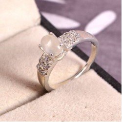 Redgem 925 Silver Ring for Women Natural Moonstone White 5X7 MM Oval