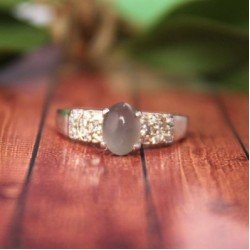 Redgem Sterling Silver Ring for Women Natural  Moonstone Grey  5X7 MM Oval