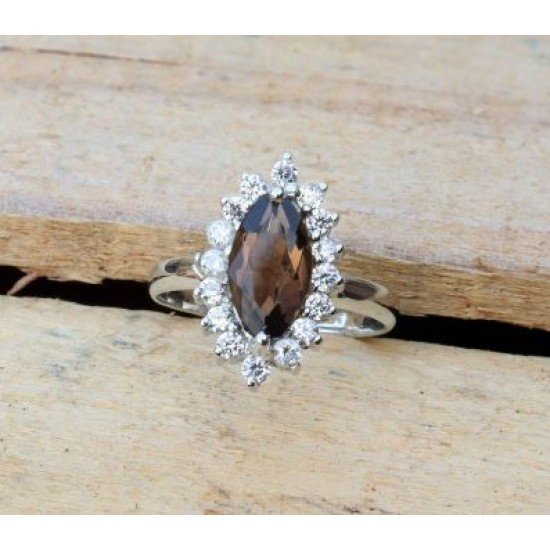 redgem sterling silver ring for women natural smoky quartz brown 6x12 mm marquise jarg336 women's fashion redgem sterling silver ring for women natural smoky quartz brown 6x12 mm marquise redgem 1522