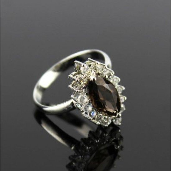 redgem sterling silver ring for women natural smoky quartz brown 6x12 mm marquise jarg336 women's fashion redgem sterling silver ring for women natural smoky quartz brown 6x12 mm marquise redgem 1522