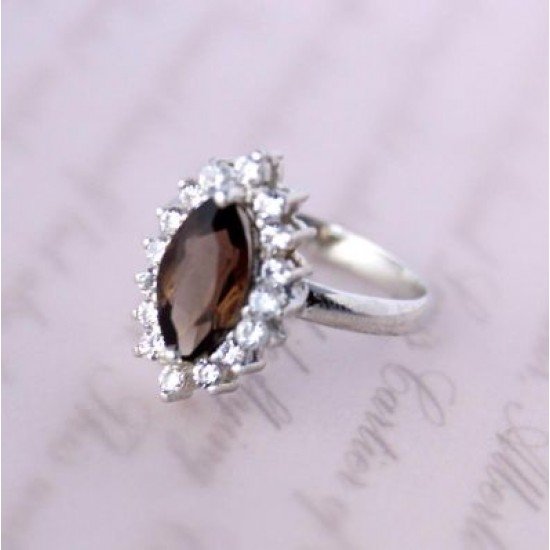 redgem sterling silver ring for women natural smoky quartz brown 6x12 mm marquise jarg336 women's fashion redgem sterling silver ring for women natural smoky quartz brown 6x12 mm marquise redgem 1522