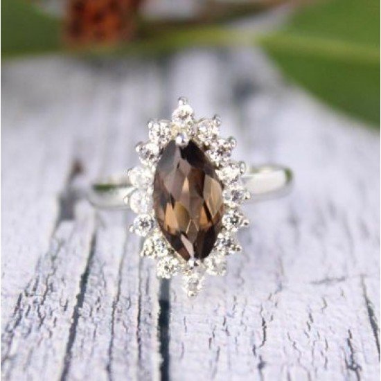 redgem sterling silver ring for women natural smoky quartz brown 6x12 mm marquise jarg336 women's fashion redgem sterling silver ring for women natural smoky quartz brown 6x12 mm marquise redgem 1522