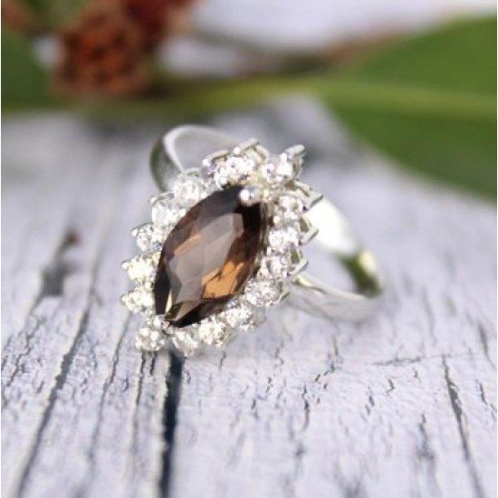 redgem sterling silver ring for women natural smoky quartz brown 6x12 mm marquise jarg336 women's fashion redgem sterling silver ring for women natural smoky quartz brown 6x12 mm marquise redgem 1522