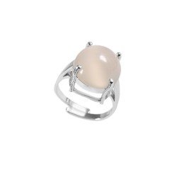 Redgem Sterling Silver Ring for Women Natural Moonstone White 13 MM Round