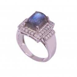 Redgem 925 Silver Ring for Women and Girls Natural Labradorite Grey 7X9 MM Rectangle redgem 925 silver stud jewelery earrings natural labradorite grey jaer76 women's fashion redgem 925 silver stud jewelery earrings natural labradorite grey redgem 444