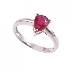 Redgem Sterling Silver Ring for Women Natural Ruby Pink 6X8 MM Pear