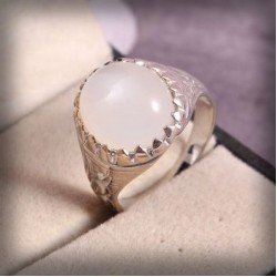 Redgem 925 Silver Ring for Women Natural Moonstone White 12X14 MM Oval