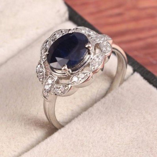 redgem sterling silver ring for women natural blue sapphire 8x10 mm oval jarg346 women's fashion redgem sterling silver ring for women natural blue sapphire 8x10 mm oval redgem 1532