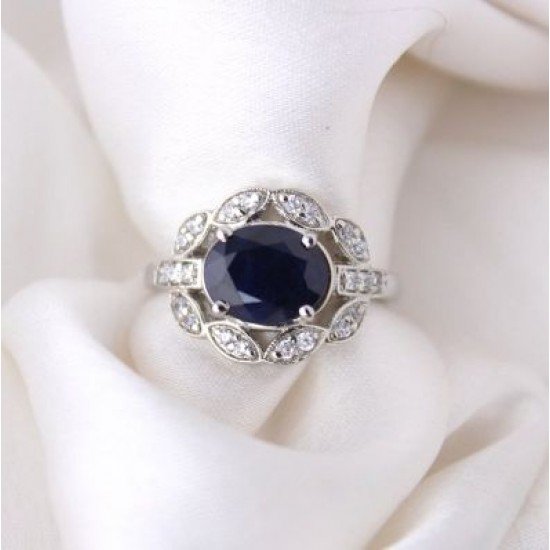 redgem sterling silver ring for women natural blue sapphire 8x10 mm oval jarg346 women's fashion redgem sterling silver ring for women natural blue sapphire 8x10 mm oval redgem 1532