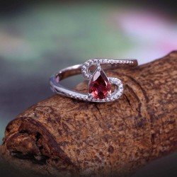 Redgem 925 Silver Ring for Women and Girls Natural Tourmaline Red / Pink 5X7 MM Pear Redgem 925 Silver Ring for Women and Girls Natural Tourmaline Red / Pink 5X7 MM Pear