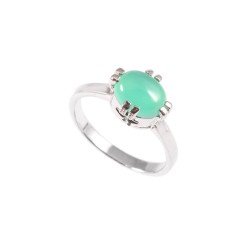 Redgem 925 Silver Ring for Women Natural Onyx Green 7X9 MM Oval