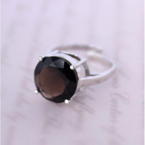 redgem sterling silver ring for women natural smoky quartz brown 13 mm round jarg356 women's fashion redgem sterling silver ring for women natural smoky quartz brown 13 mm round redgem 1542