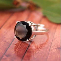 Redgem Sterling Silver Ring for Women Natural Smoky Quartz Brown 13 MM Round