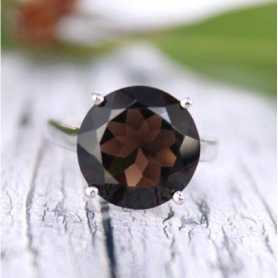 redgem sterling silver ring for women natural smoky quartz brown 13 mm round jarg356 women's fashion redgem sterling silver ring for women natural smoky quartz brown 13 mm round redgem 1542