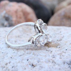 Redgem 925 Silver Ring for Women Natural Rock Crystal  Colorless 4X6 MM Oval