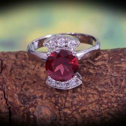 Redgem 925 Silver Ring for Women and Girls Natural Garnet Red 8 MM Round Redgem 925 Silver Ring for Women and Girls Natural Garnet Red 8 MM Round