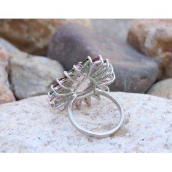 Redgem Sterling Silver Ring for Women Natural Rose Quartz Pink 10X14 MM Pear