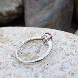 Redgem 925 Silver Ring for Women Natural Ruby Pink 5X6 MM Oval