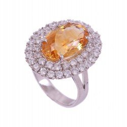 Redgem 925 Silver Ring for Women and Girls Natural Citrine Yellow 10X14 MM Oval Redgem 925 Silver Ring for Women and Girls Natural Citrine Yellow 10X14 MM Oval