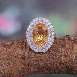 Redgem 925 Silver Ring for Women and Girls Natural Citrine Yellow 10X14 MM Oval Redgem 925 Silver Ring for Women and Girls Natural Citrine Yellow 10X14 MM Oval