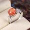 redgem sterling silver ring for women natural sun stone orange 10 mm round jarg378 women's fashion redgem sterling silver ring for women natural sun stone orange 10 mm round redgem 1560