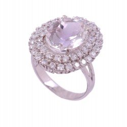 Redgem 925 Silver Ring for Women and Girls Natural Rock Crystal Colorless 10X14 MM Oval Redgem 925 Silver Ring for Women and Girls Natural Rock Crystal Colorless 10X14 MM Oval