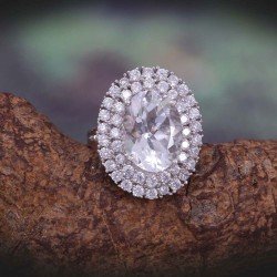 Redgem 925 Silver Ring for Women and Girls Natural Rock Crystal Colorless 10X14 MM Oval Redgem 925 Silver Ring for Women and Girls Natural Rock Crystal Colorless 10X14 MM Oval