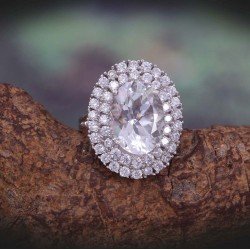 Redgem 925 Silver Ring for Women and Girls Natural Rock Crystal Colorless 10X14 MM Oval redgem 925 silver ring for women natural rock crystal colorless 8 mm square jarg293 women's fashion redgem 925 silver ring for women natural rock crystal colorless 8 mm square redgem 1479