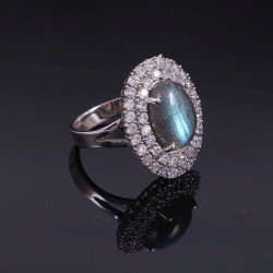 Redgem 925 Silver Ring for Women and Girls Natural Labradorite Grey 9X13 MM Oval Redgem 925 Silver Ring for Women and Girls Natural Labradorite Grey 9X13 MM Oval