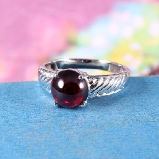 redgem 925 silver ring for women natural garnet red 9 mm round jarg399 women's fashion redgem 925 silver ring for women natural garnet red 9 mm round redgem 1581