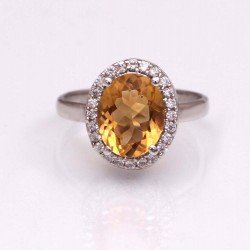 Redgem 925 Silver Ring for Women and Girls Natural Citrine Yellow 7X9 MM Oval Redgem 925 Silver Ring for Women and Girls Natural Citrine Yellow 7X9 MM Oval