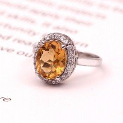 Redgem 925 Silver Ring for Women and Girls Natural Citrine Yellow 7X9 MM Oval Redgem 925 Silver Ring for Women and Girls Natural Citrine Yellow 7X9 MM Oval