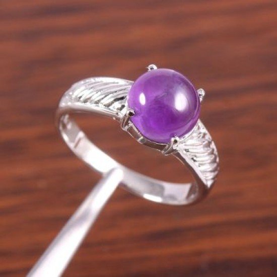 redgem 925 silver ring for women natural amethyst purple 9 mm round jarg401 women's fashion redgem 925 silver ring for women natural amethyst purple 9 mm round redgem 1582