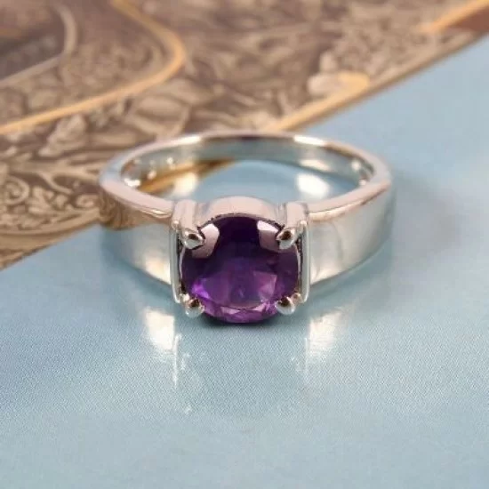 redgem sterling silver ring for women natural amethyst purple 8 mm round jarg406 women's fashion redgem sterling silver ring for women natural amethyst purple 8 mm round redgem 1587